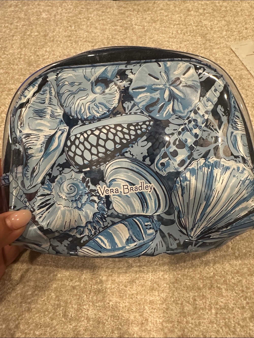 Vera Bradley Blue Seashell Print Cosmetic Pouch